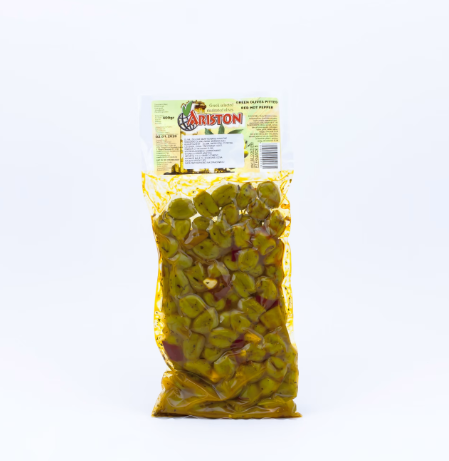 Oliwki bez pestek zielone marynowane pikantne – 400 g