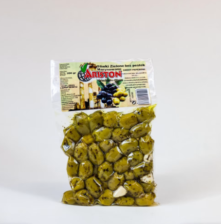 Oliwki bez pestek marynowane zielone łagodne 200g – Ariston