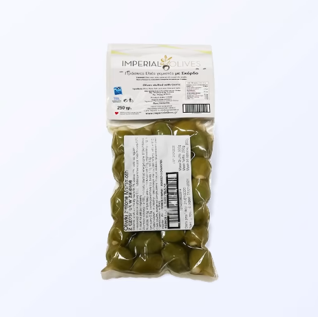 Oliwki Zielone Nadziewane Czosnkiem 250 g – Imperial Olives
