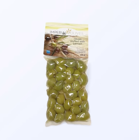 Oliwki Zielone Nadziewane Skórką Cytrynową – 250 g