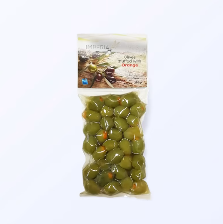 Oliwki zielone nadziewane skórką pomarańczową 250 g – Imperial Olives
